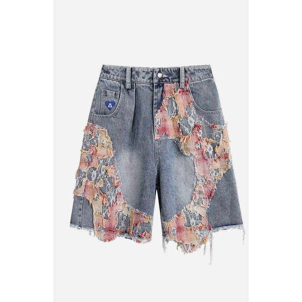AELFRIC EDEN LACE APPLIQUE JORTS SIZE LARGE NWT
